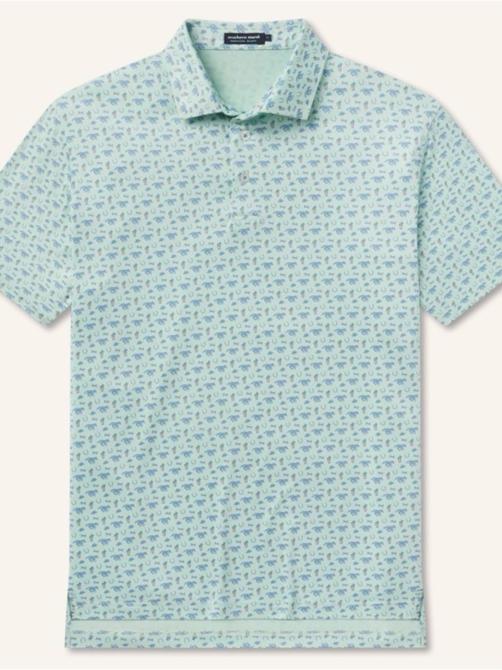 Kentucky Derby Southern Marsh Mint Polo with Blue Print - Picture 5 of 7